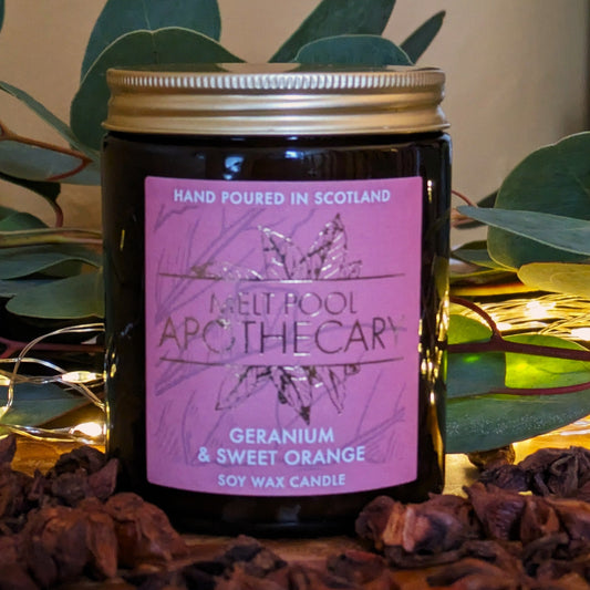 Geranium & Sweet Orange - Medium Amber Jar Candle