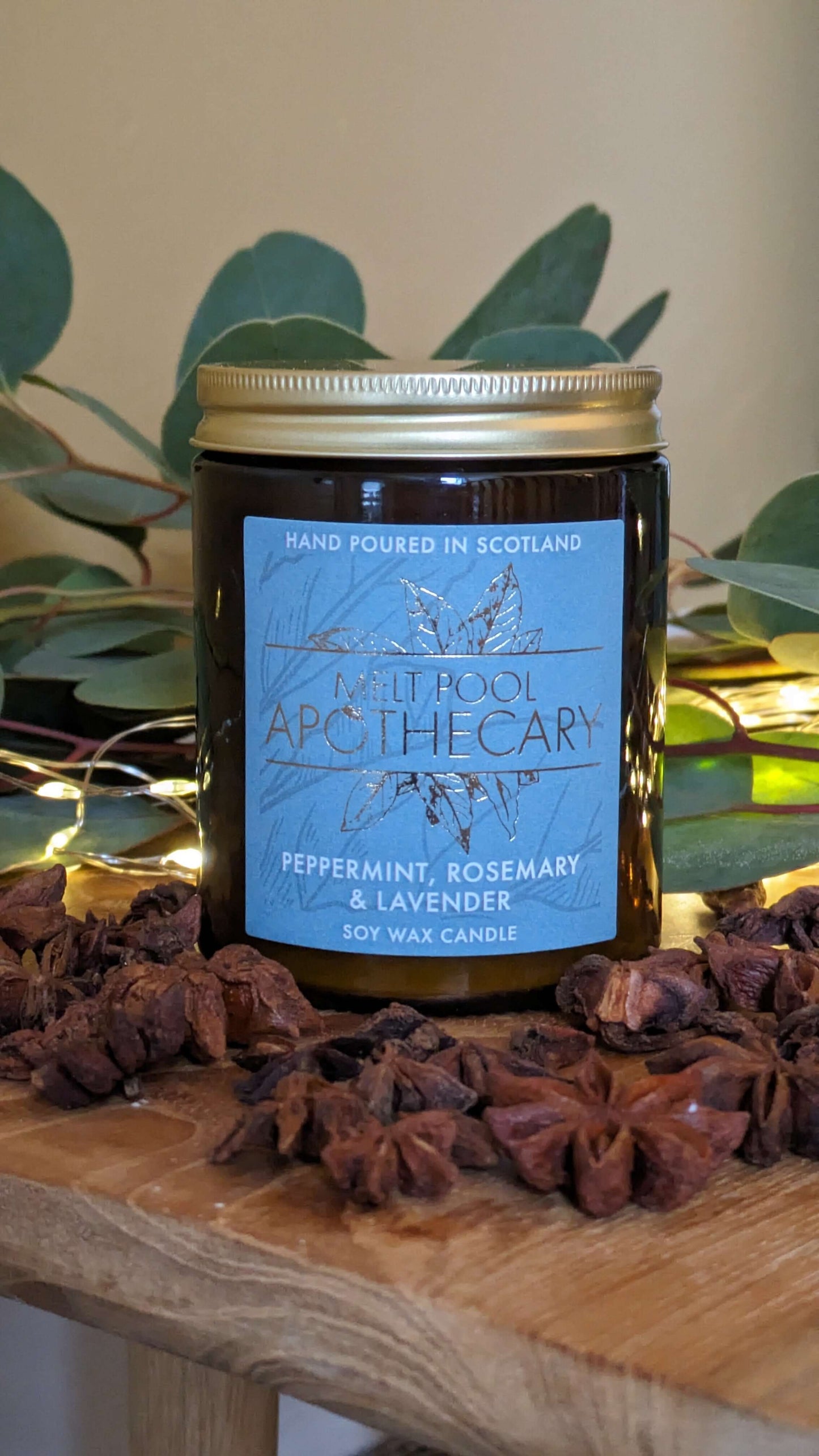 Peppermint, Rosemary & Lavender - Medium Amber Jar Candle