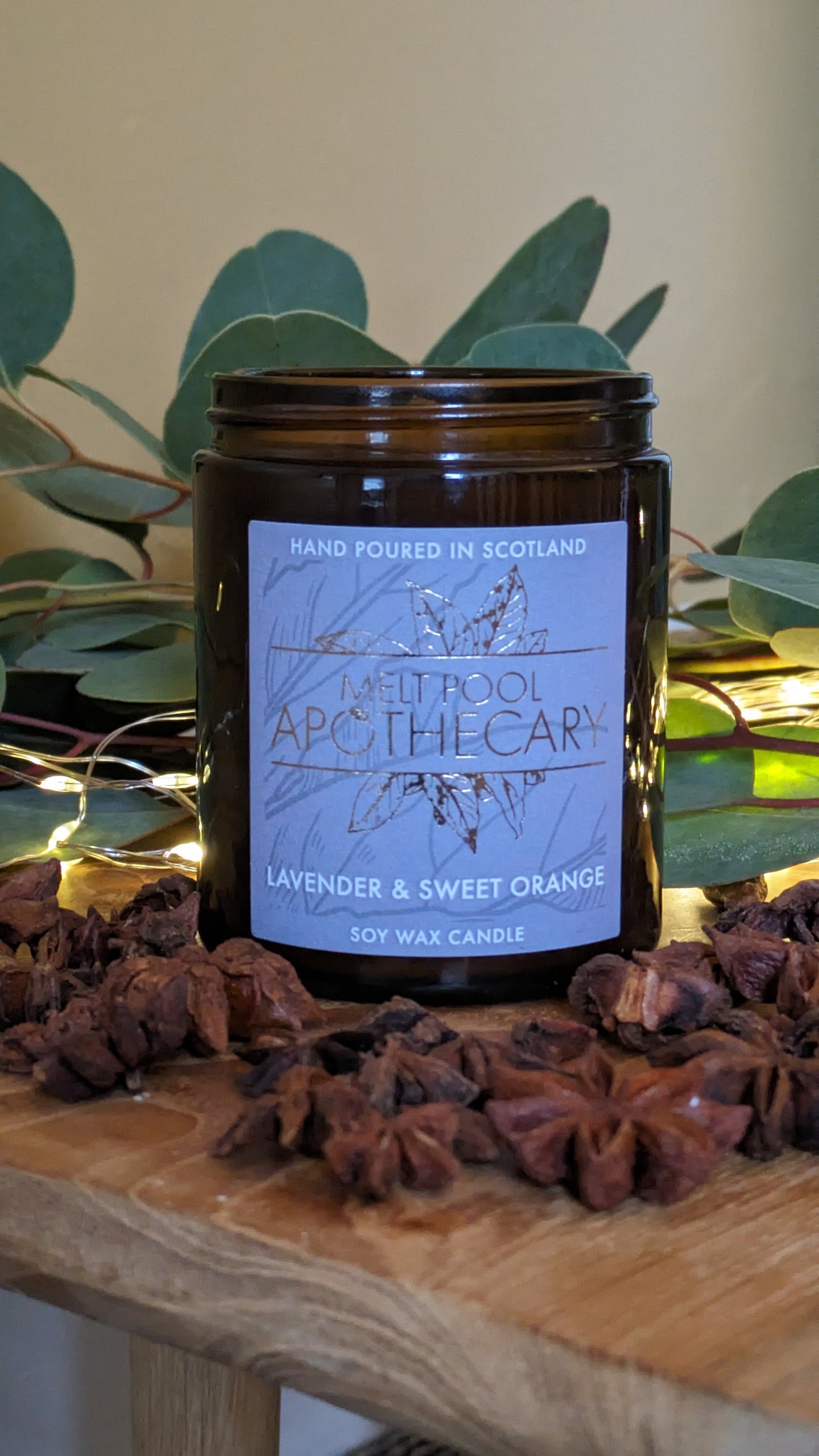 Lavender & Sweet Orange - Medium Amber Jar Candle