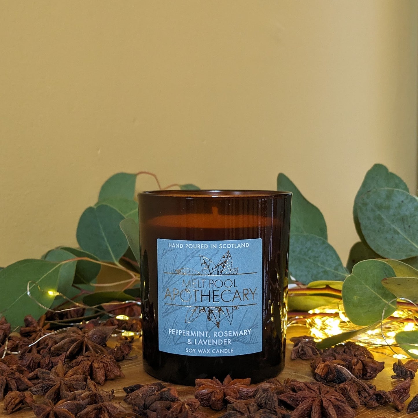 Peppermint, Rosemary & Lavender - Large Amber Jar Candle