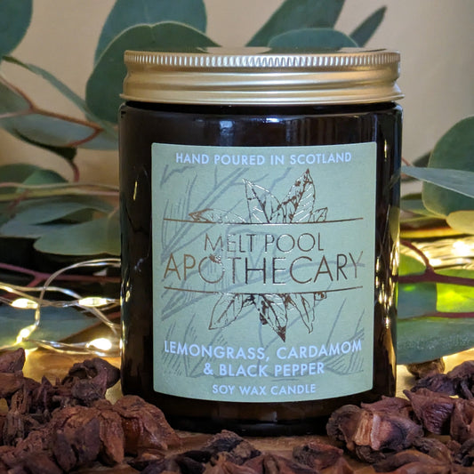 Lemongrass, Cardamom & Black Pepper - Medium Amber Jar Candle
