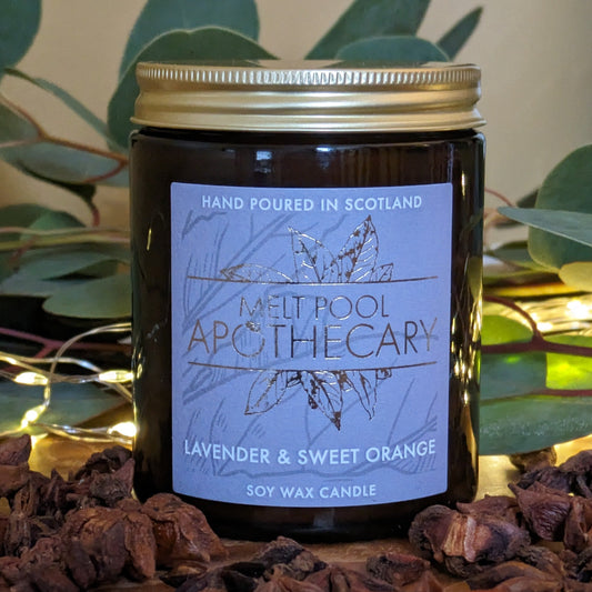 Lavender & Sweet Orange - Medium Amber Jar Candle
