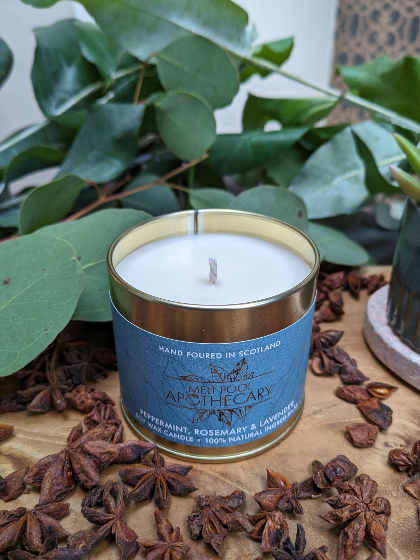 Peppermint with Rosemary & Lavender - Large Gold Tin Candle